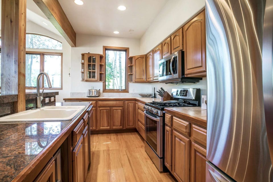 Fully equipped kitchen with brand new stainless appliances, all the comforts of home plus more!