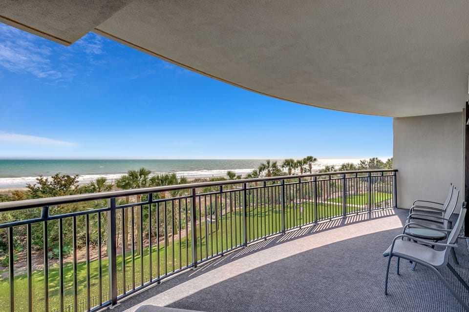 Large private balcony with beach views