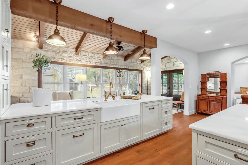 Pendant lighting over the breakfast bar - Main House