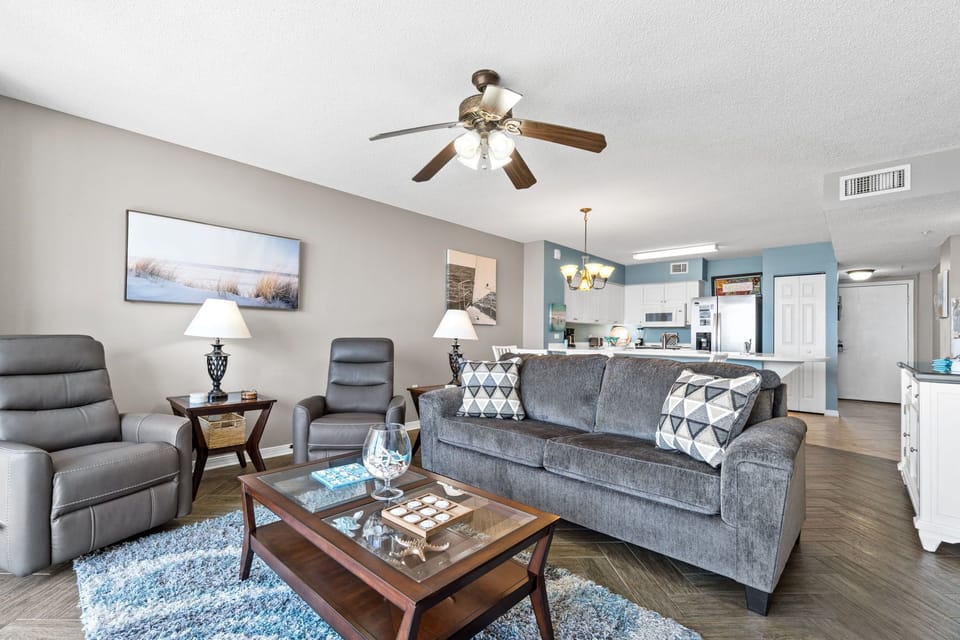 Living Room - Plenty of seating to relax after a day at the beach.