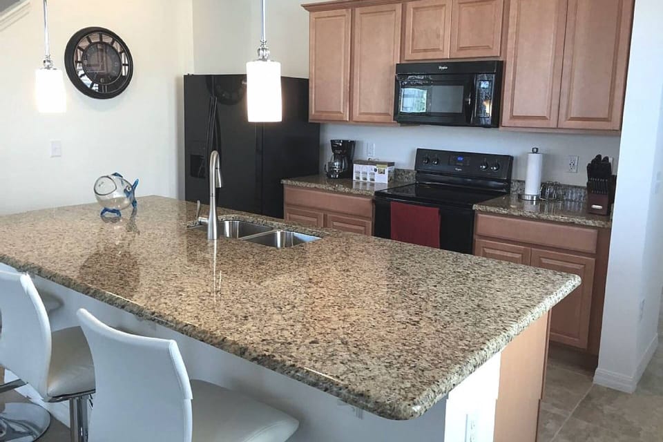 Gourmet kitchen with granite countertops