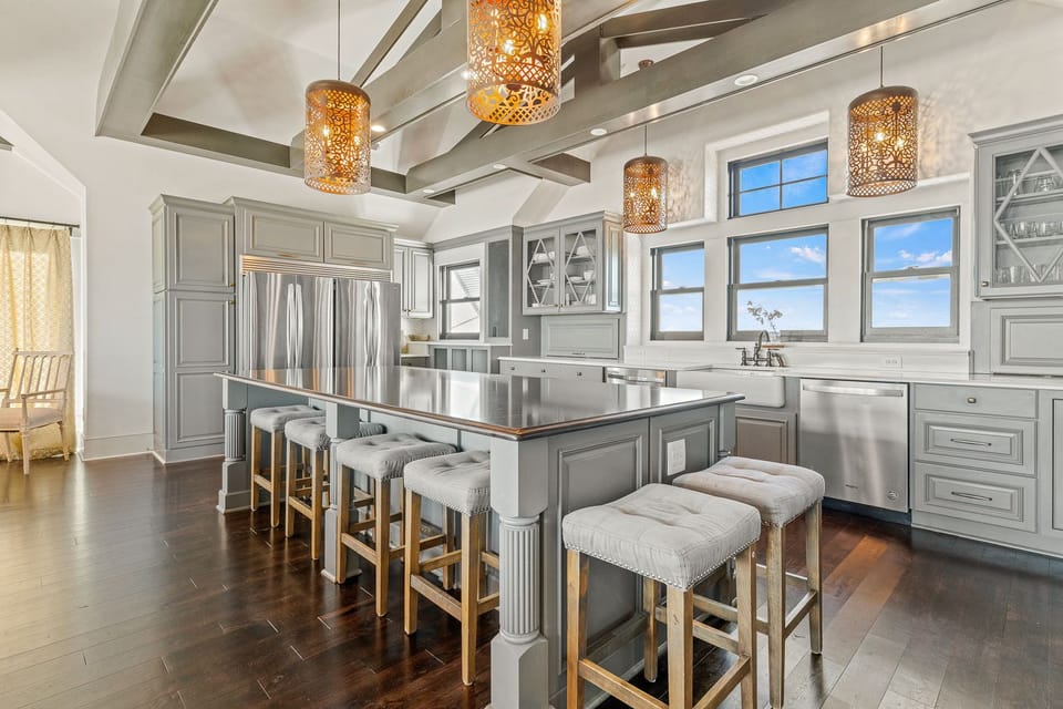 Luxurious Kitchen with Bar Seating on Third Level