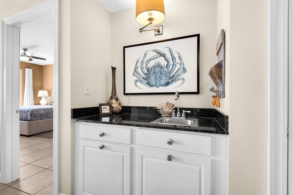 Wet bar in the open living area to prepare all your favorite beverages.