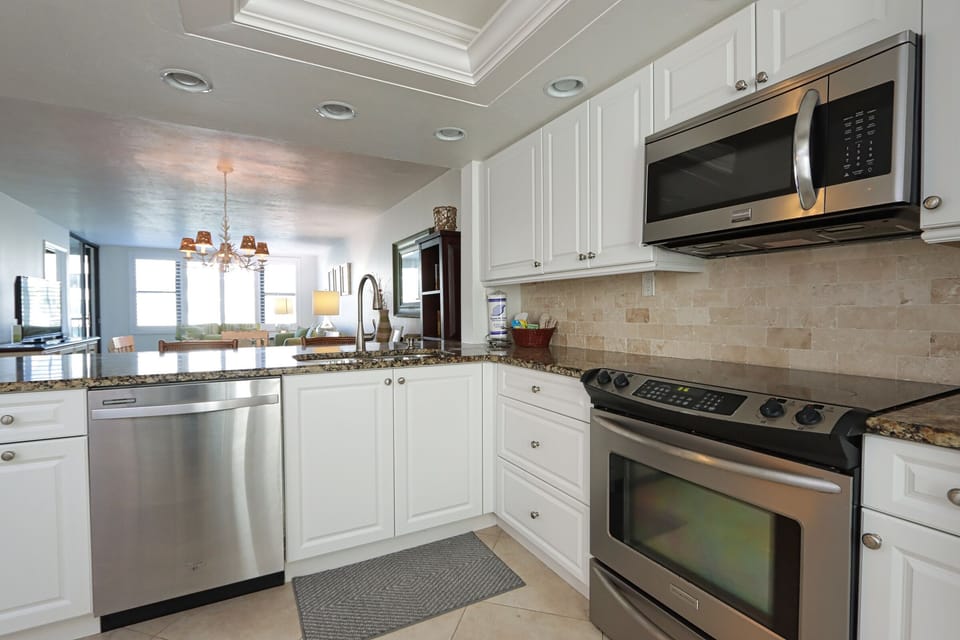 Kitchen with stainless steel appliances