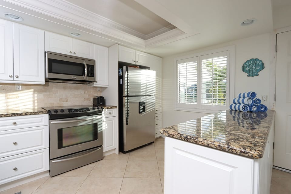 Kitchen with stainless steel appliances