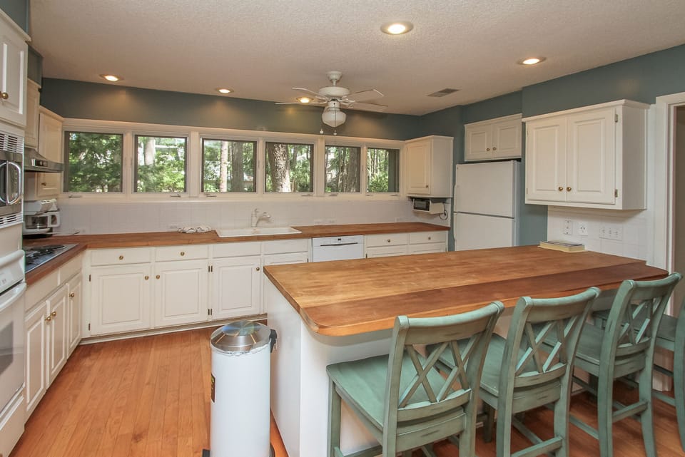 Kitchen with bar seating for 3