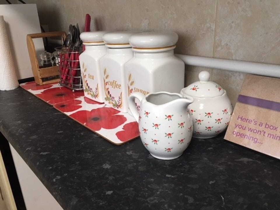 Unwind with tea or some Dough Egberts coffee.