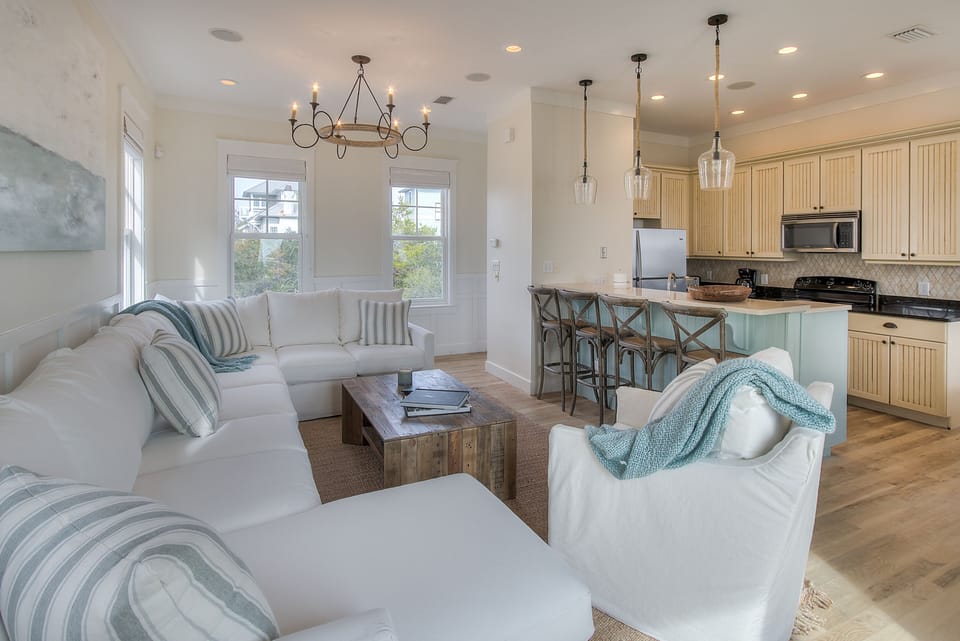 The oversized sofa is plus and inviting