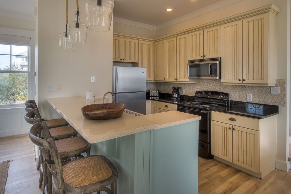 Kitchen is well stocked for whipping up meals and snacks