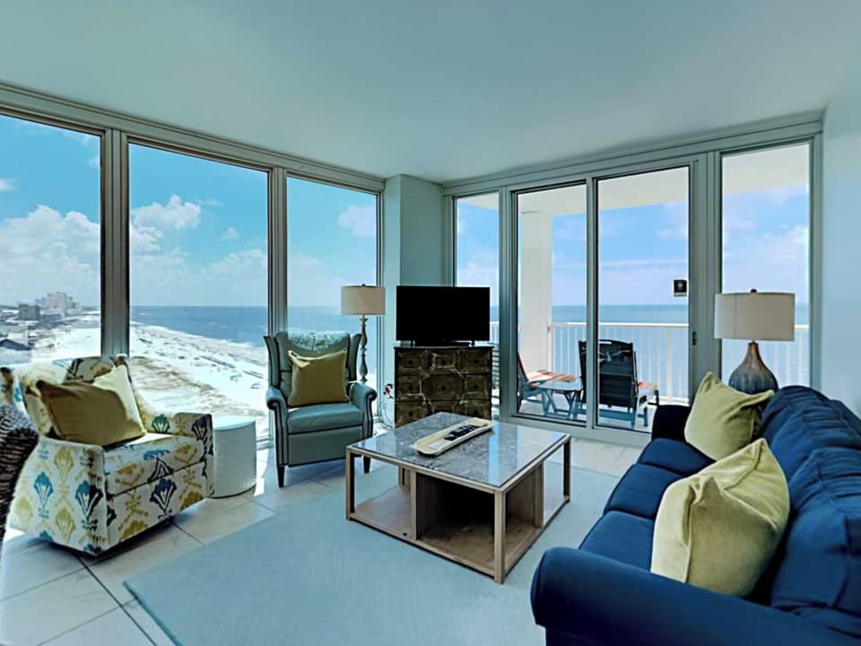 Living Area - Queen Sleeper Sofa, TV and Access to Private Gulf-Front Balcony