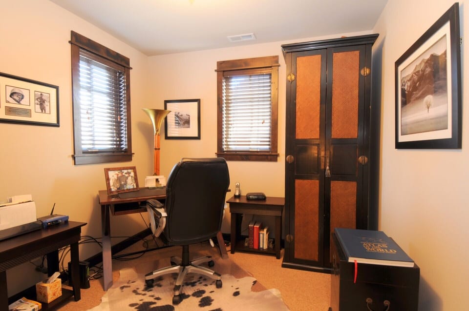 A separate office upstairs.