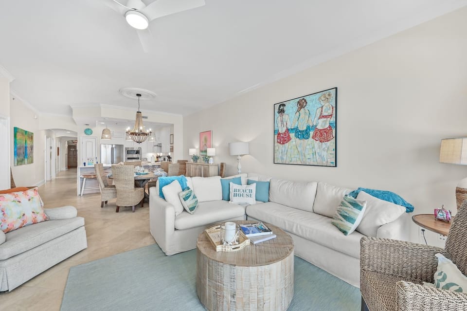 Living/dining area overlooking the gulf