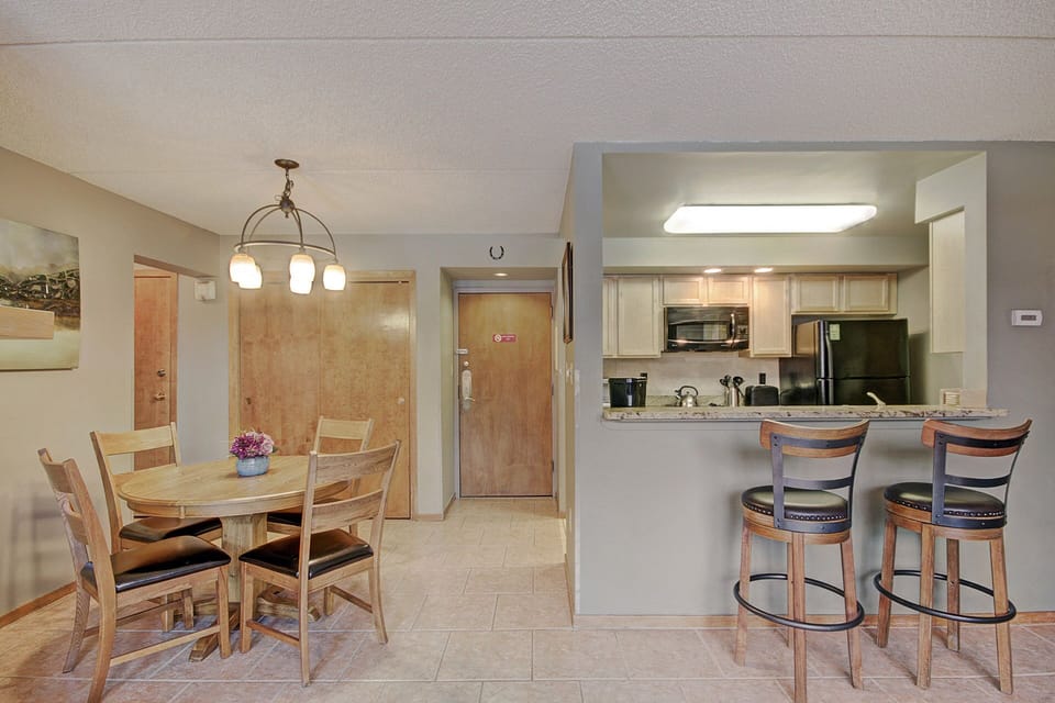Open concept dining and kitchen area.