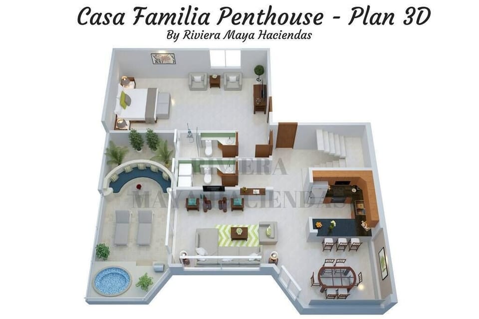 Riviera Maya Haciendas - Casa Familia PH - Plan 3D