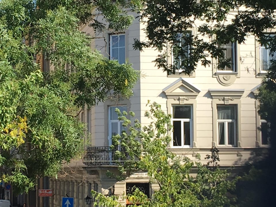 Our apartment building with a view of our terrace