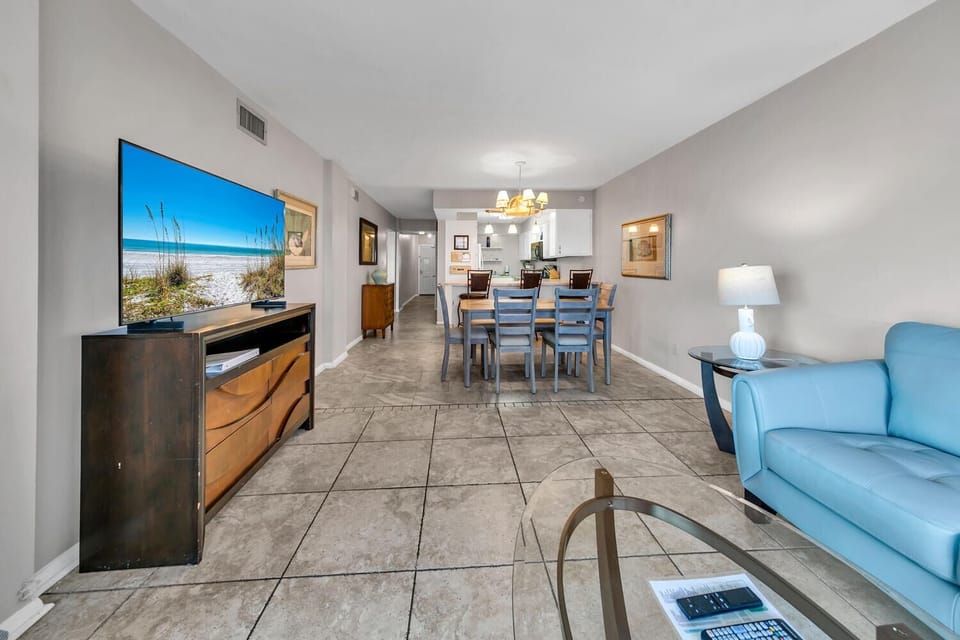 Enjoy a movie on the flat screen TV