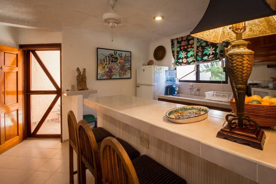 Kitchen Counter - Seven Seas condo 4, 2 bedroom South Akumal beach vacation rental, second level