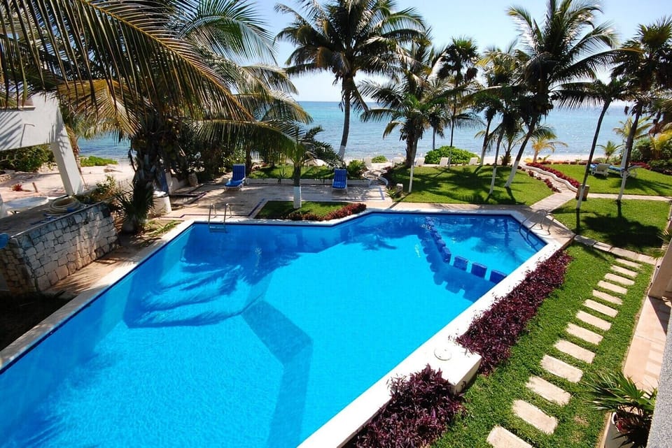 Complex Pool - Seven Seas condo 4, 2 bedroom South Akumal beach vacation rental, second level