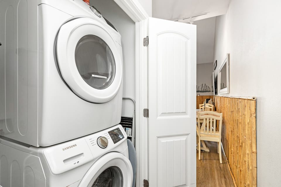 Your in-unit washer and dryer make extended stays effortless, keeping your travel wardrobe fresh and ready for every adventure.