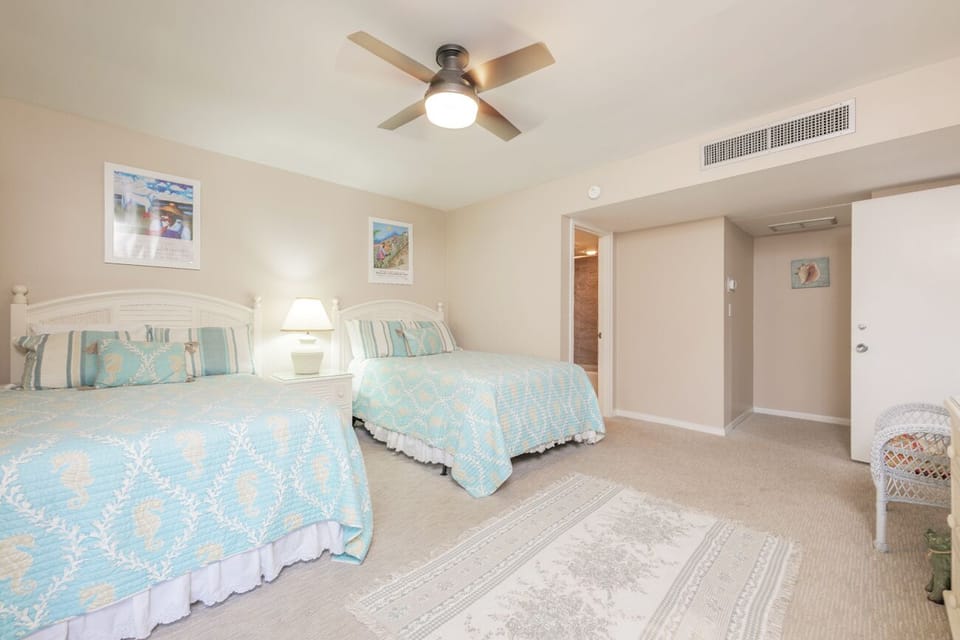 Second Bedroom - Two Doubles, TV, Deck Access - First Floor