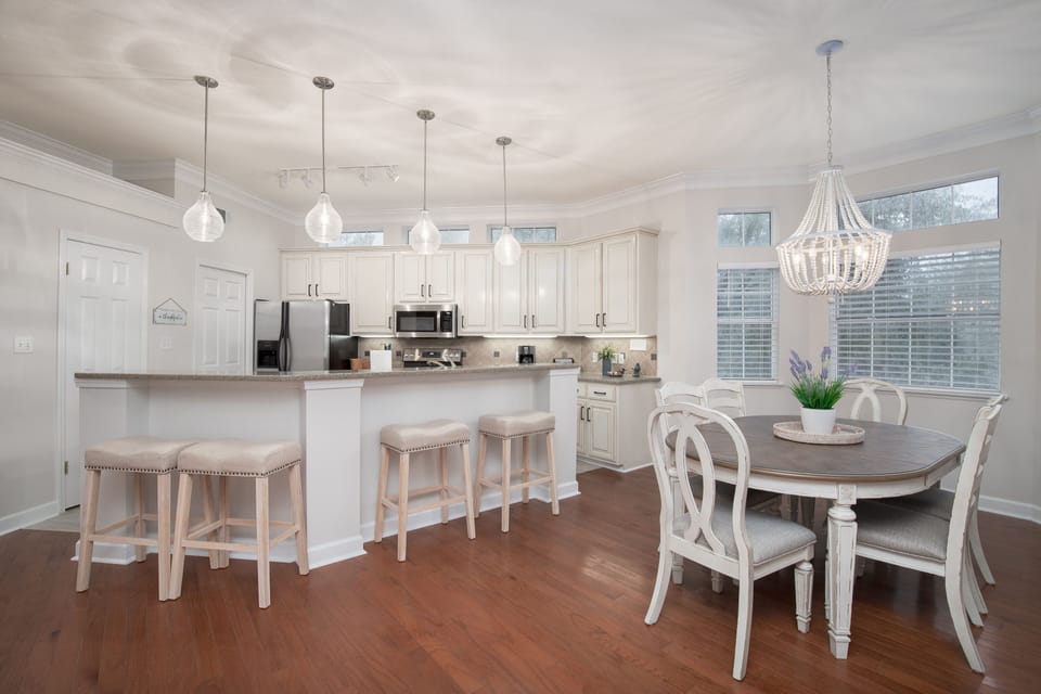 Farm Table with seating for 6 plus 4 bar stools