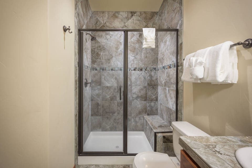 Walk-in shower in the ensuite bathroom