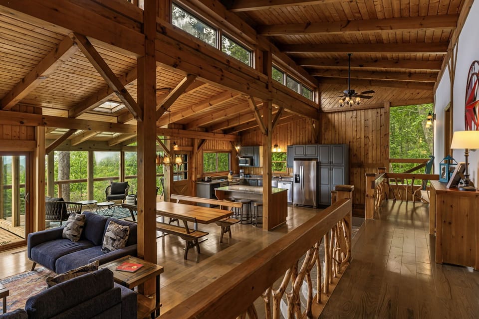 Rustic Mountain Decor, Open Floorplan & Sunroom