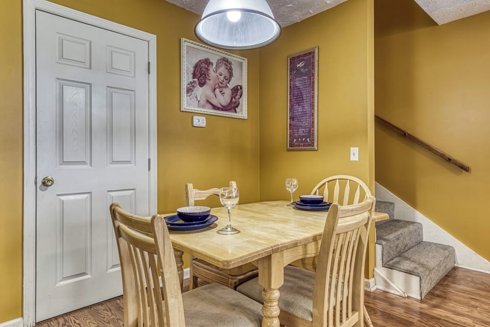 Enjoy a nice meal in the dining area, or maybe even just a glass of wine.