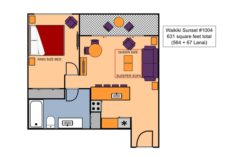 Waikiki Sunset #1004 Floor Plan