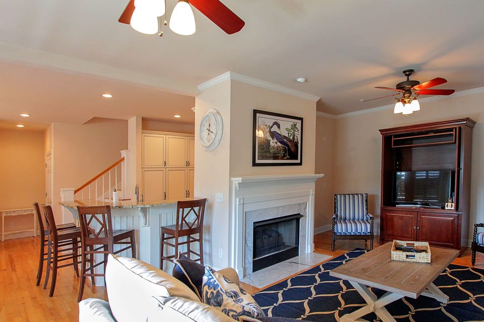 living room into kitchen