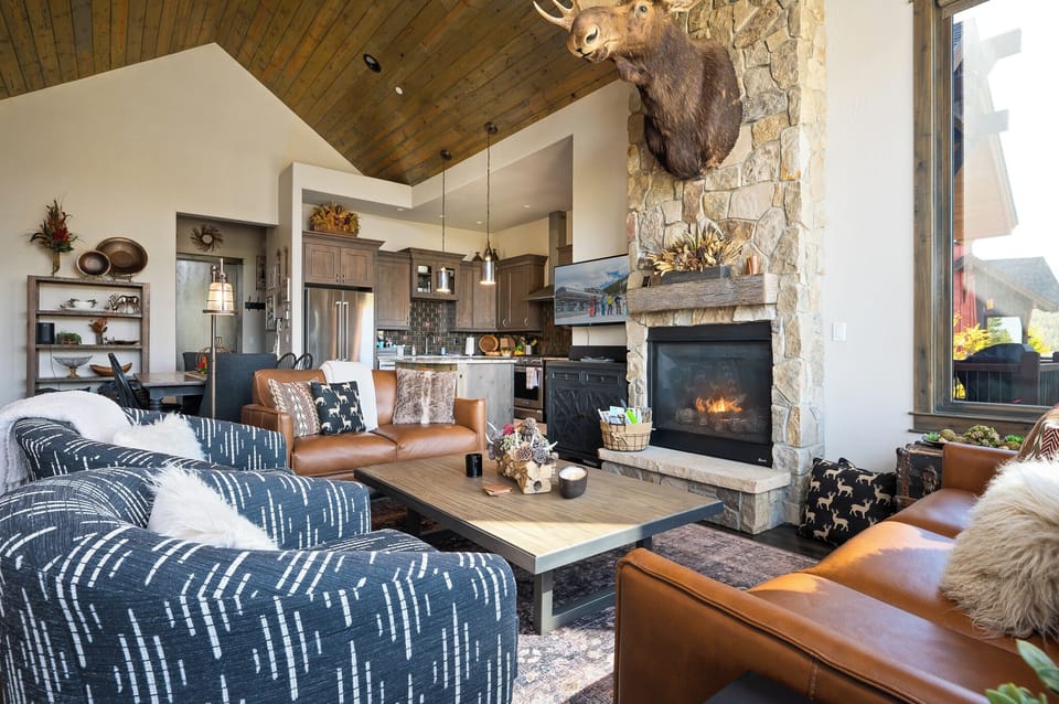 Living area leads into the kitchen and dining area