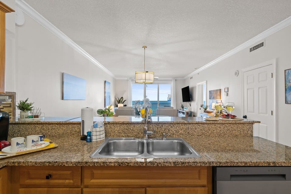 Fully Stocked Kitchen with Bar Seating