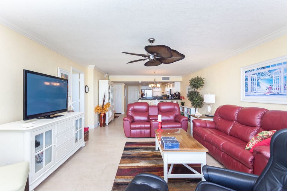Living Room - Balcony Access, Ocean Views + TV