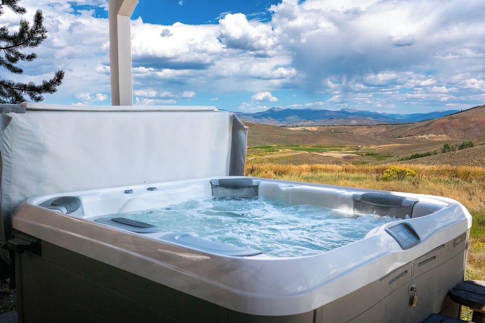 Private hot tub on lower porch with a fabulous view day and night