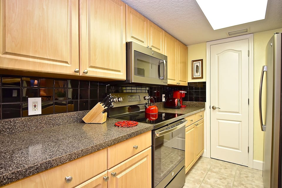 Lots of counter space, cupboards, and a pantry.