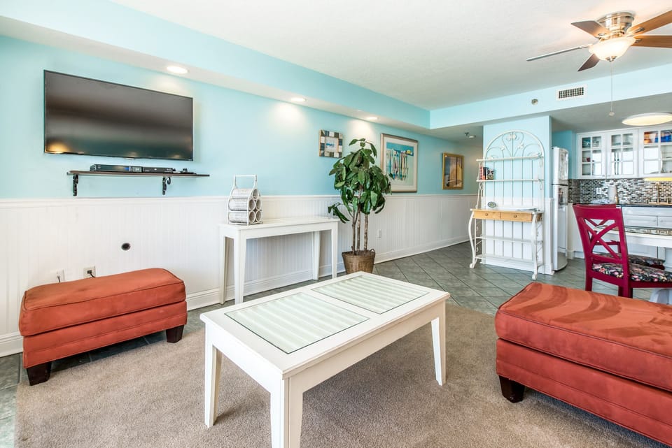 Large flat screen in open concept