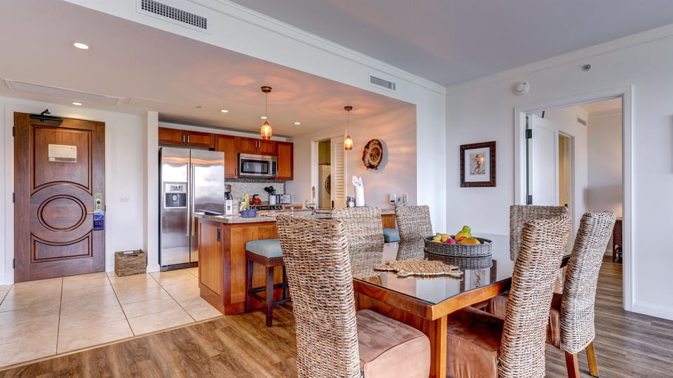 Dine at the beautiful Monsoon wood dining table with seating for six