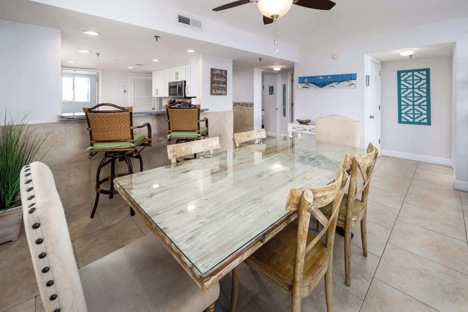 Dining table with seating for six