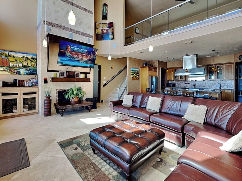 Living Area - Large Sectional, TV, Deck Access - First Floor