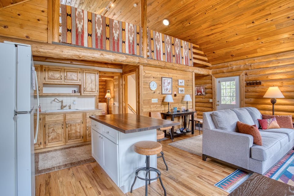 Kitchen Island & Living Room