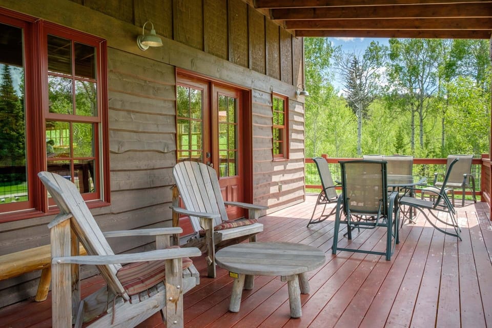 Decks on three sides of the house provide room for enjoying coffee in the morning sunshine and then sunset over the mountains.