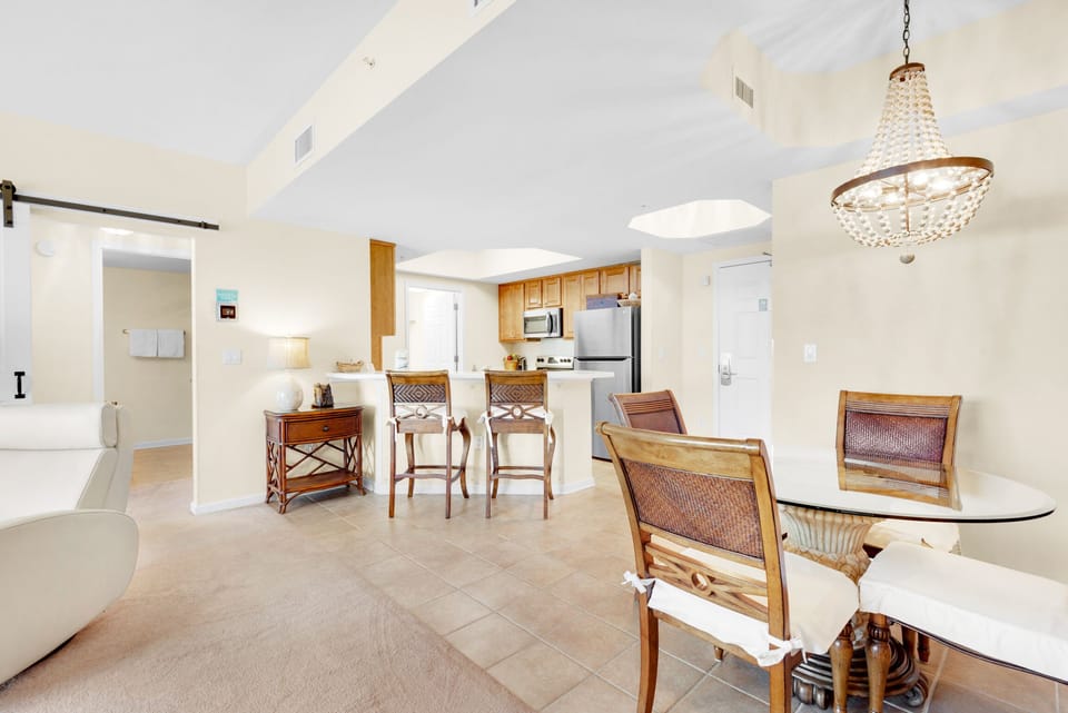 Dining table to kitchen view