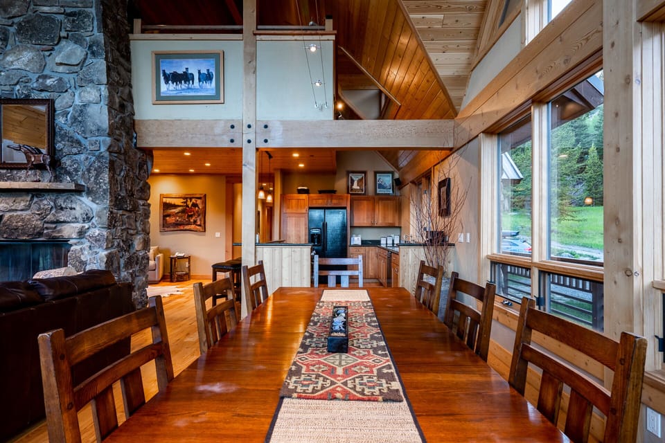 The dining-room table with seating for eight.