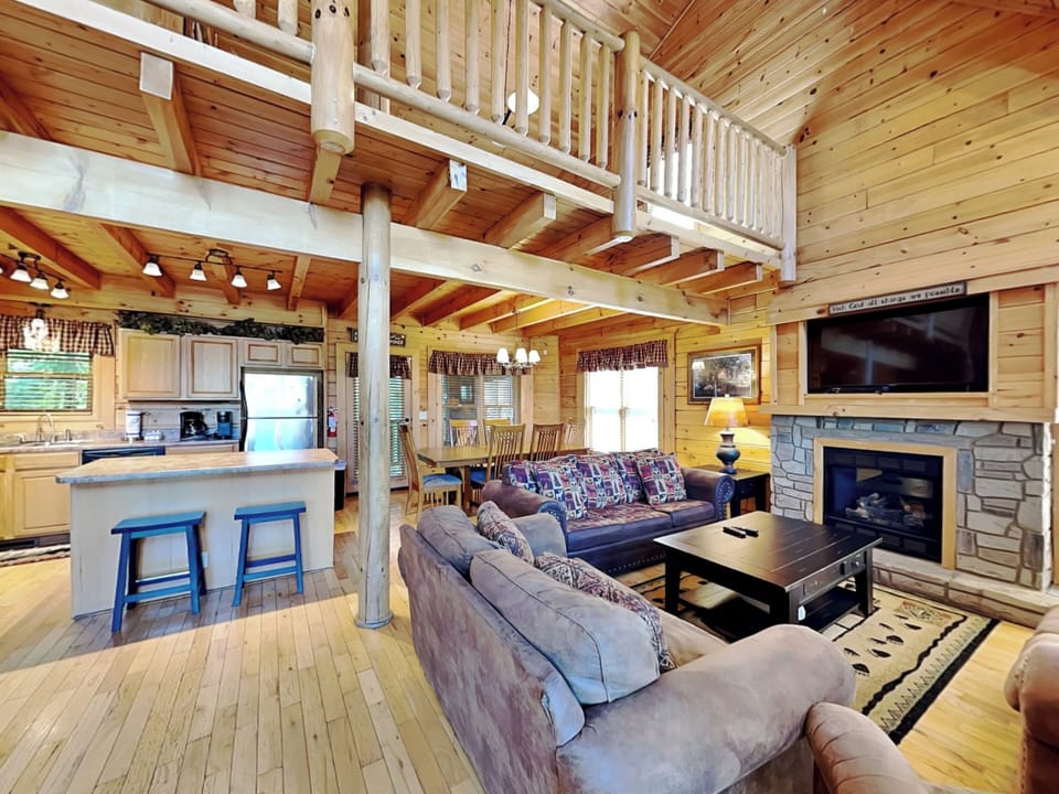 Living Room with a Smart TV + Fireplace - First Floor