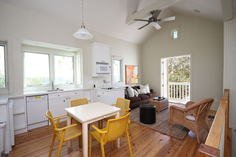 Open dining and kitchen