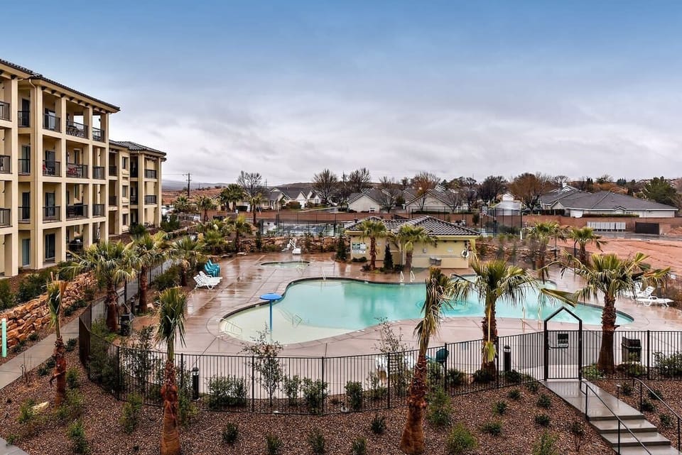 Overlooking the pool