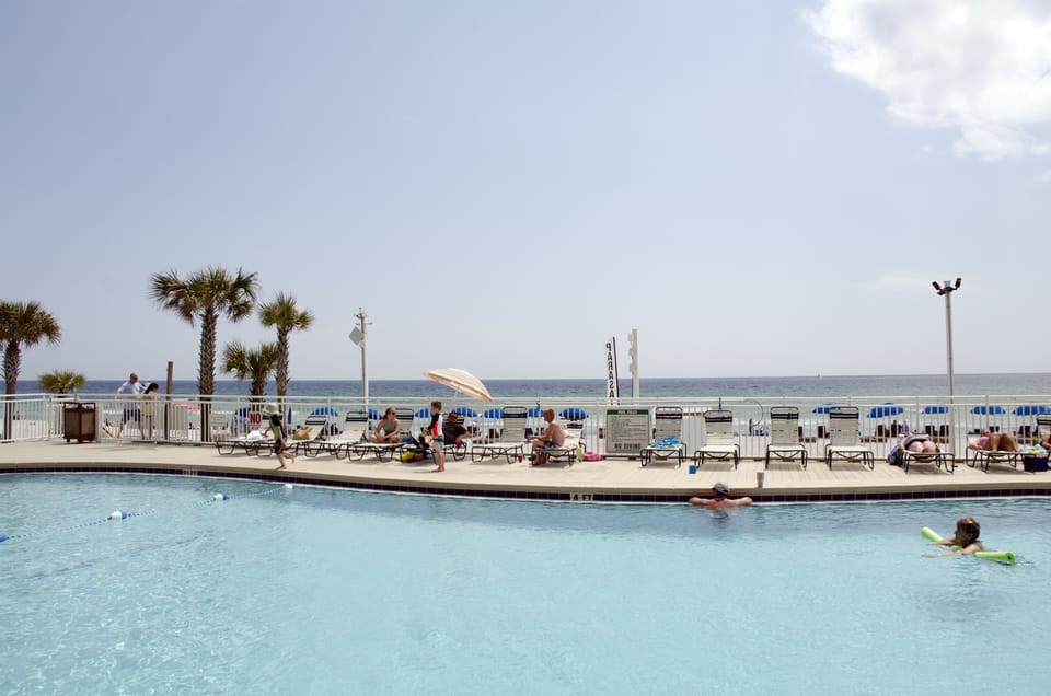 Watercrest's beachfront heated swimming pool is so inviting.  There is also a hot tub and a kiddie pool.  Something for everyone!