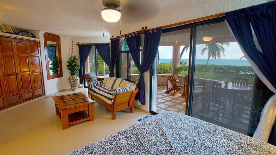 Master Bedroom with Carribean view - Seven Seas condo 3, 2 bedroom South Akumal beach vacation rental