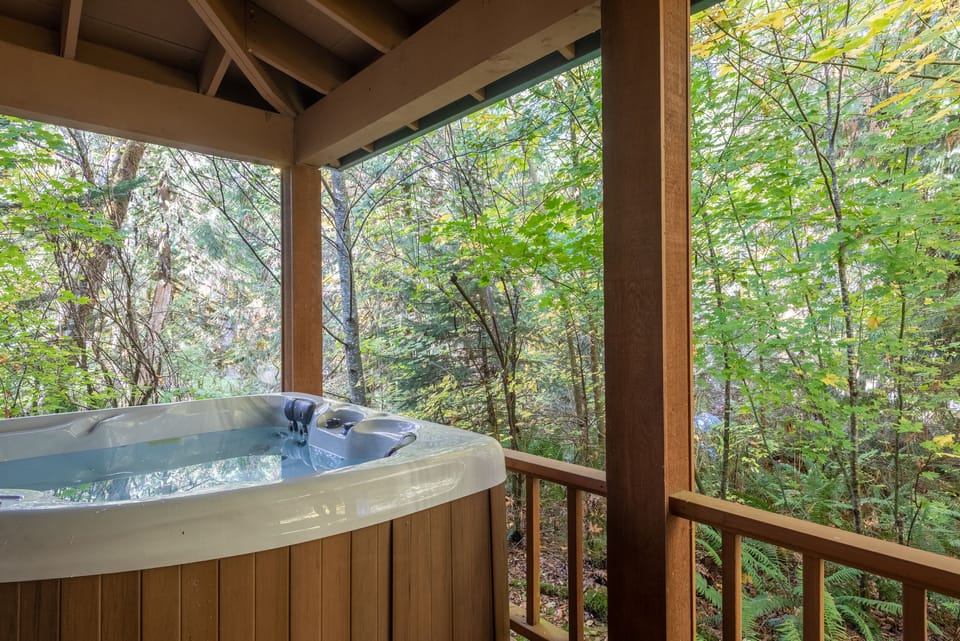 Hot Tub - hot tub with great views of the woods and walking trail.