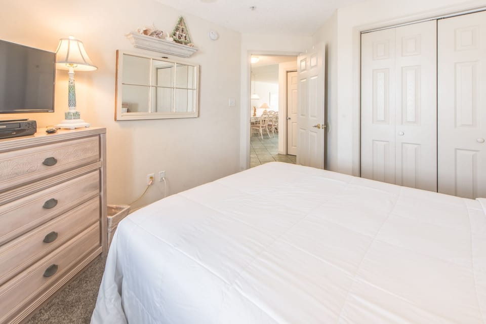 Flat screen TV and full size bed